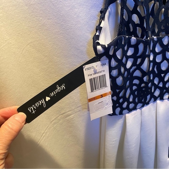 Sequin Hearts Cut Out Prom Formal Laser Cut Lace Top Fit & Flare Milkmaid Sz 3 - Picture 4 of 7